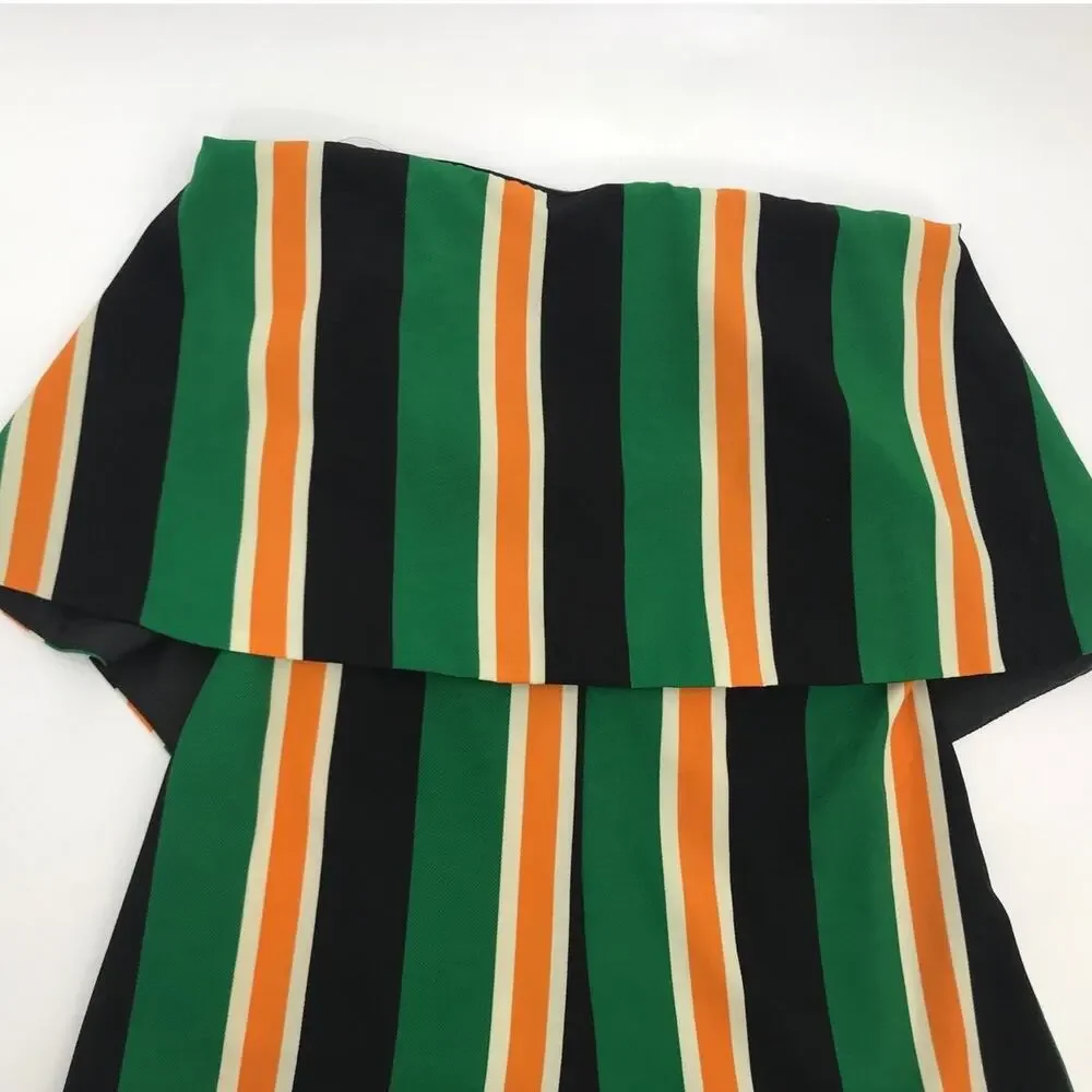 DO+BE Retro Striped Strapless Jumpsuit Womens M Draped Open Back Wide Leg